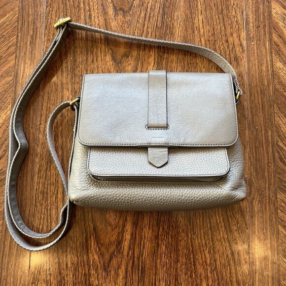 FOSSIL Kinley Leather Crossbody Gray - Picture 1 of 12